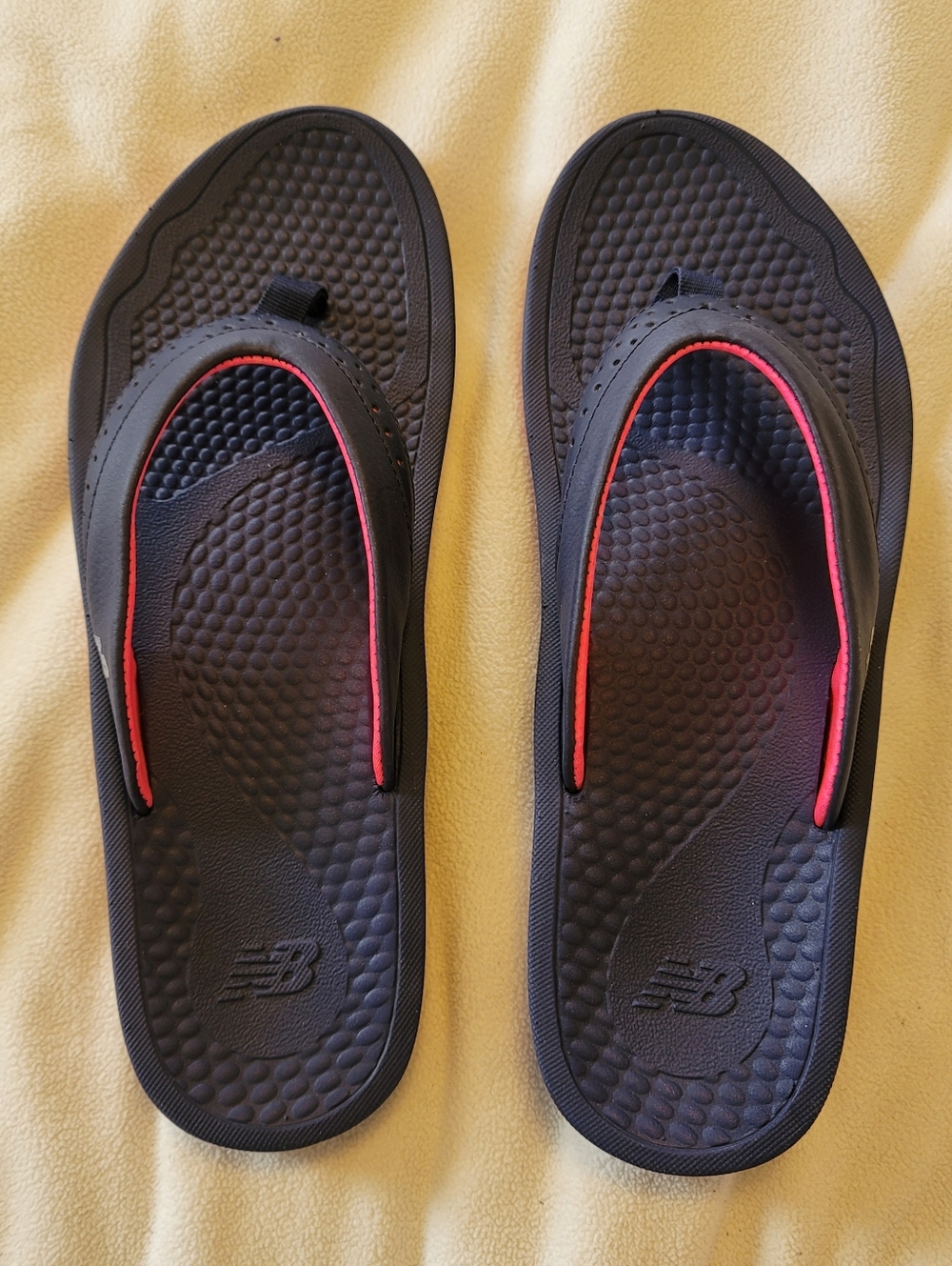 New Balance Black Sandal Flip Flops with Pink Trim